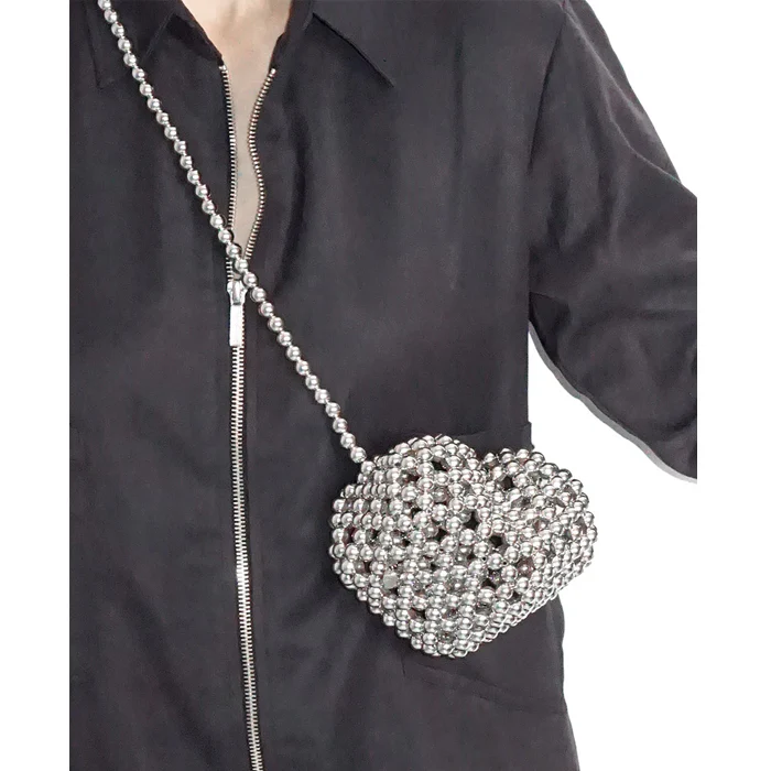 3D Heart Bag Silver - Image 3