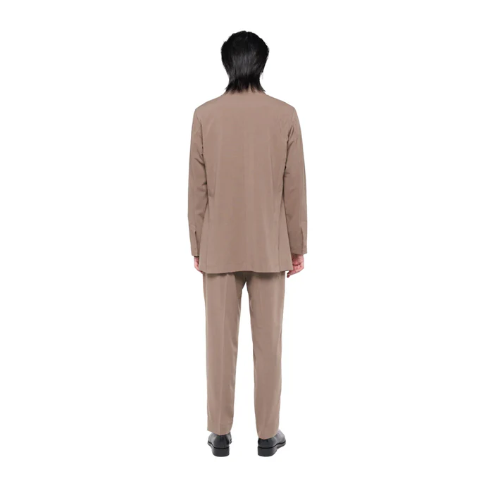 BEIGE BROWN COLLARLESS OUTER WITH 3 POCKETS  JS - Image 4