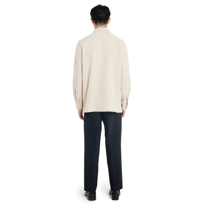 BEIGE COLLARLESS PART 6 LONGSLEEVES SHIRT - Image 4