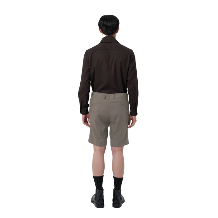 BEIGE OVERLAP SHORTS WITH BELT - Image 4