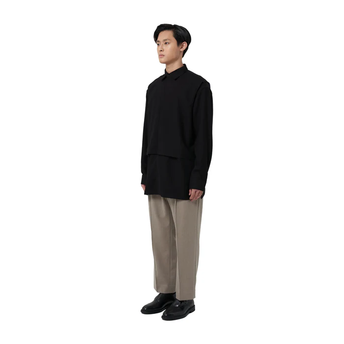 BLACK COLLARED SHIRT WITH LAYER - Image 3
