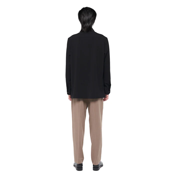 BLACK COLLARLESS WITH DOUBLE PLACKET LONG SLEEVES SHIRT - Image 4