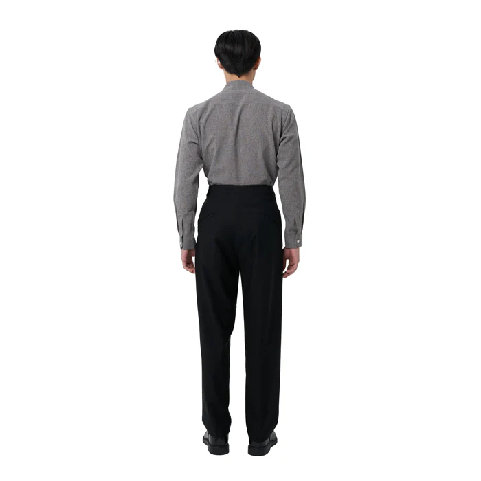BLACK DROPPED CROTCH PANTS WITH OVERLAP WAISTBAND JS - Image 4