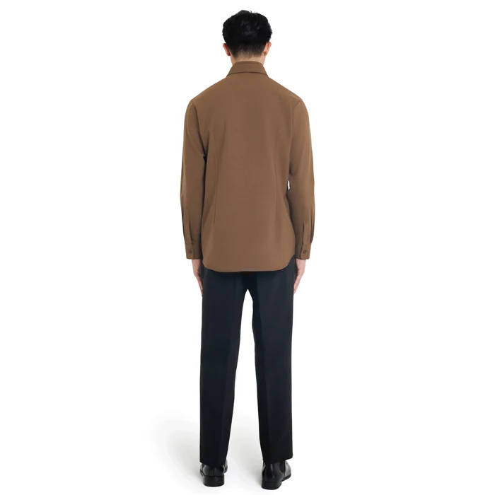 BROWN DUAL COLLAR LONG SLEEVES SHIRT - Image 4