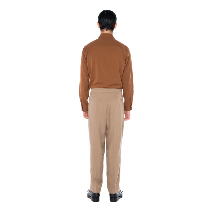 CAMEL CLASSIC PANTS WITH PLEATS AND BELT - Image 4