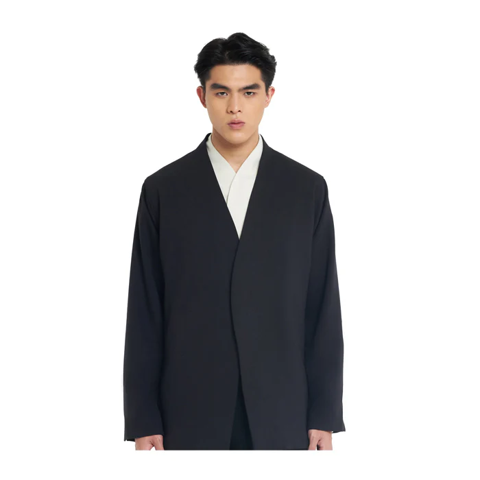 CHARCOAL COLLARLESS OUTER