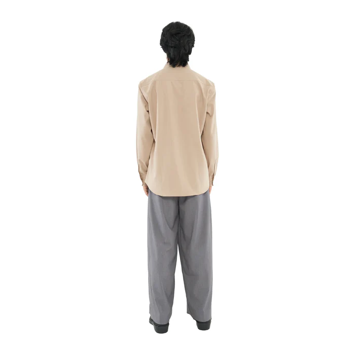 DARK BEIGE COLLARLESS LONG SLEEVES SHIRT PART 5 JR - Image 4