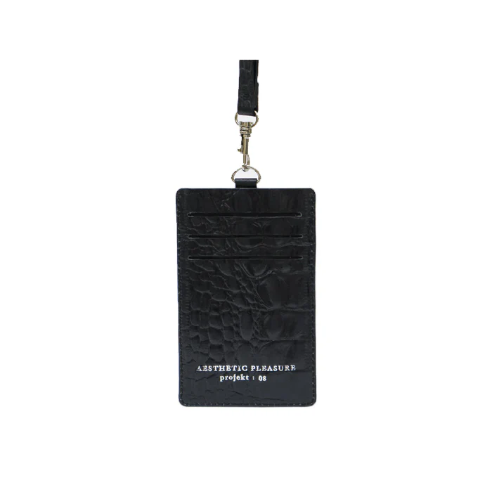 Dente Lanyard Card Holder Croc Black