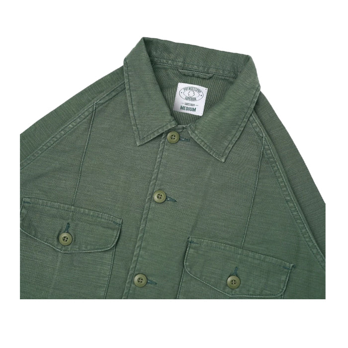 FATTY FATIGUE SHIRT REVERSE SATIN WASHED OLIVE - Image 6