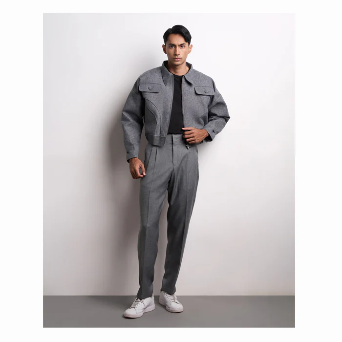 GREY SILUET SEMI CROP JACKET - Image 3