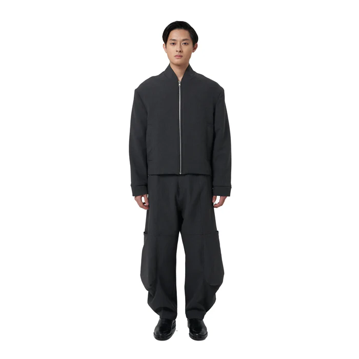 GREY WOOL CROPPED JACKET JR - Image 2