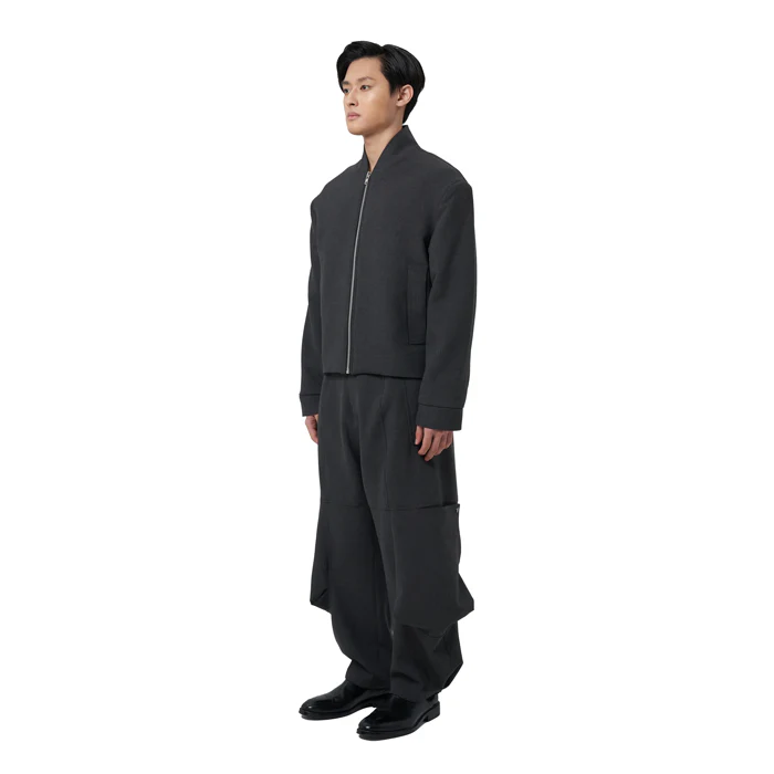 GREY WOOL CROPPED JACKET JR - Image 3