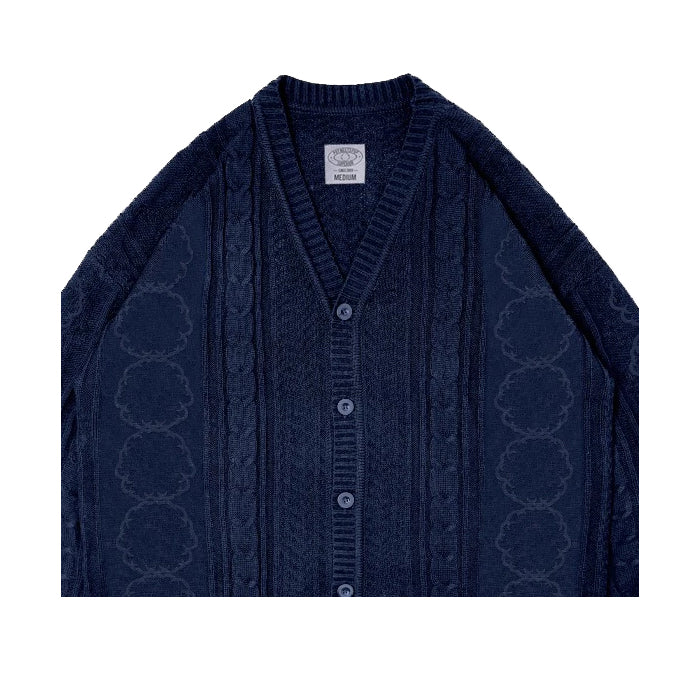 HERB CABLE KNIT CARDIGAN NAVY - Image 3