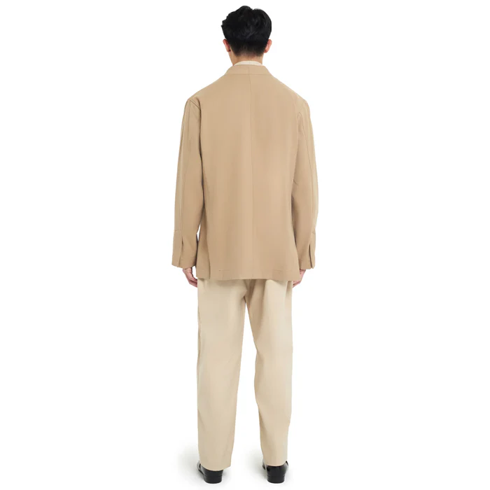 LIGHT BROWN COLLARLESS THREE POCKET OUTER - Image 4