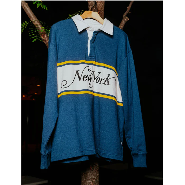 NEW YORK RUGBY STRIPE SHIRT - NAVY/NATURAL - Image 9