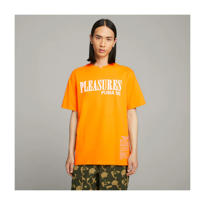 PUMA x PLEASURES Typo Tee Orange Glo - Image 3