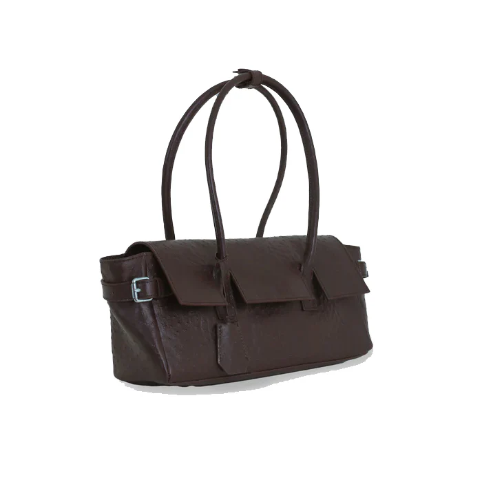 ROCCO BAGUETTE BAG OSTRICH BROWN - Image 3