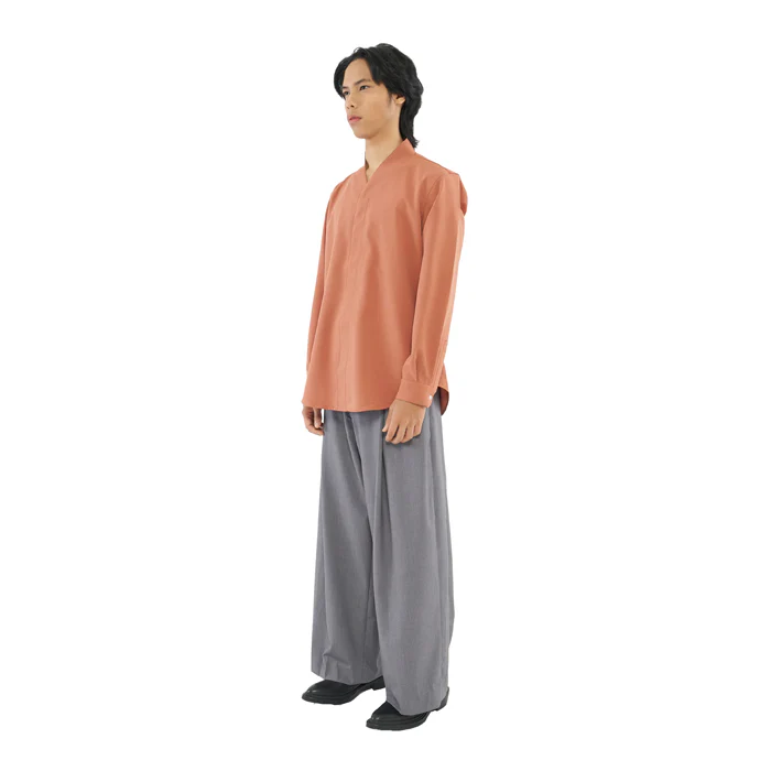 SALMON COLLARLESS LONG SLEEVES SHIRT PART 5 - Image 3