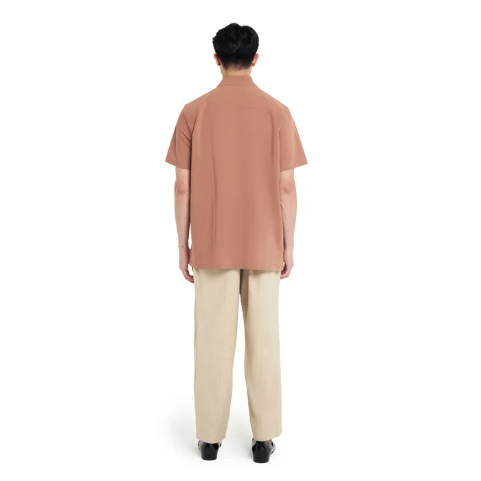 SALMON COLLARLESS PARRT 6 SHORT SLEEVES SHIRT - Image 4