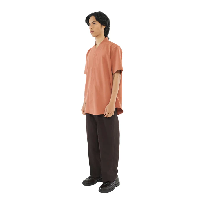 SALMON COLLARLESS SHORT SLEEVES SHIRT PART 5 - Image 3
