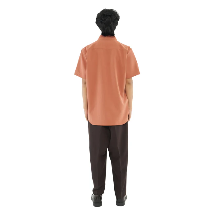 SALMON COLLARLESS SHORT SLEEVES SHIRT PART 5 - Image 4