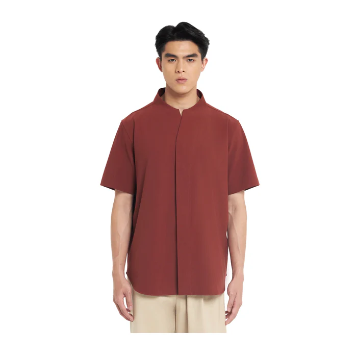 TERRACOTA COLLARLESS PART 1 SHORT SLEEVES SHIRT
