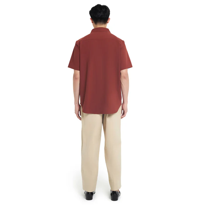 TERRACOTA COLLARLESS PART 1 SHORT SLEEVES SHIRT - Image 4