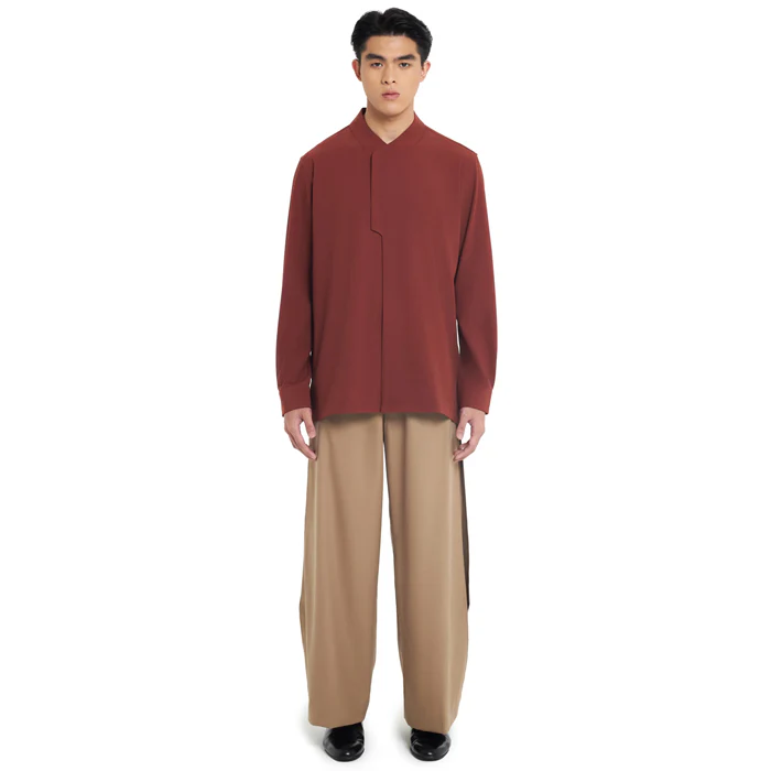 TERRACOTA COLLARLESS PART 6 LONGSLEEVES SHIRT - Image 2