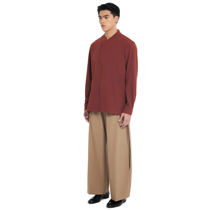 TERRACOTA COLLARLESS PART 6 LONGSLEEVES SHIRT - Image 3