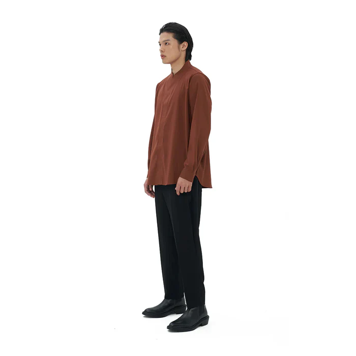 TERRACOTTA COLLARLESS LONG SLEEVES SHIRT PART 1 JS - Image 3