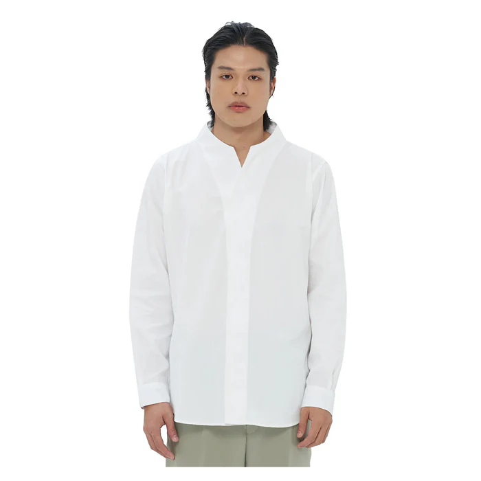 WHITE COLLARLESS PART 1 LONG SLEEVS SHIRT