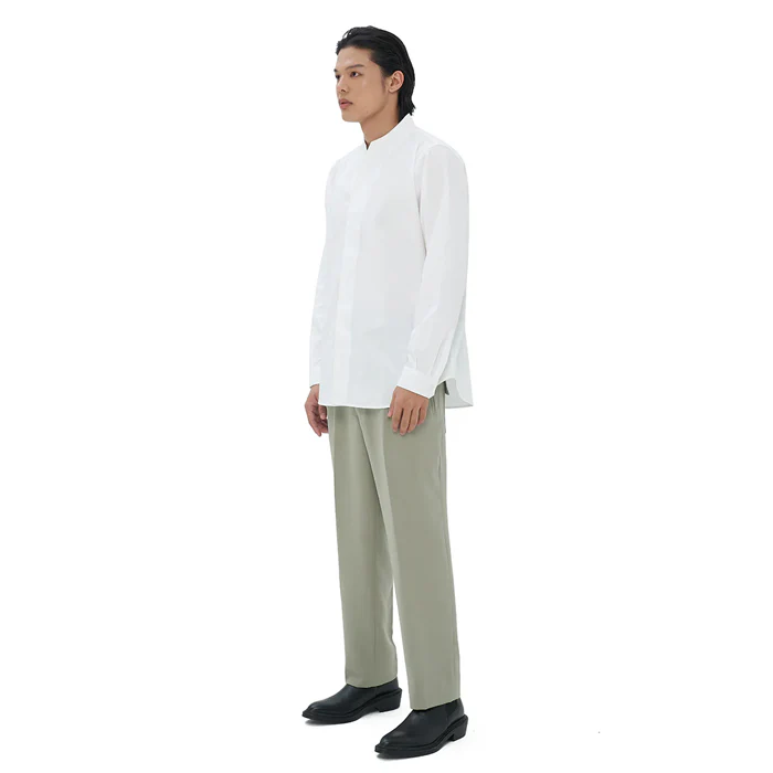 WHITE COLLARLESS PART 1 LONG SLEEVS SHIRT - Image 3